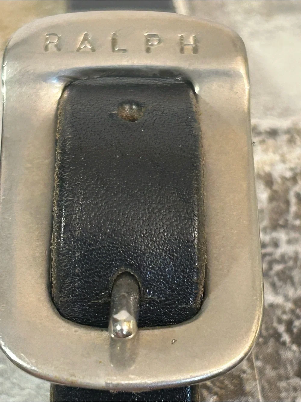 Ralph Lauren Black Leather Belt skinny with Silver-Tone Buckle